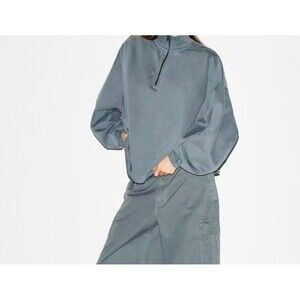 Skims boyfriend fleece slouchy half zip up pullover 
Color zircon